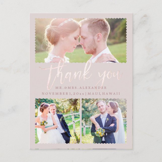 PixDezines Wedding Thank You/Blush Pink Script Postcard (Front)