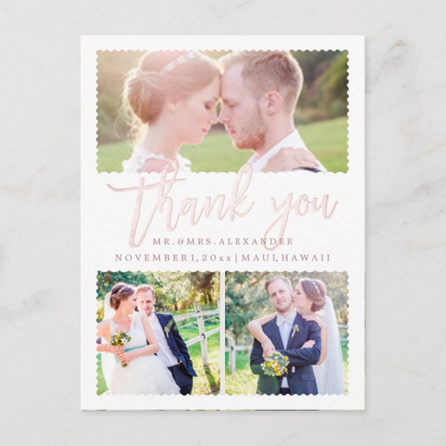 PixDezines Wedding Thank You/Blush Pink Script Postcard (Front)