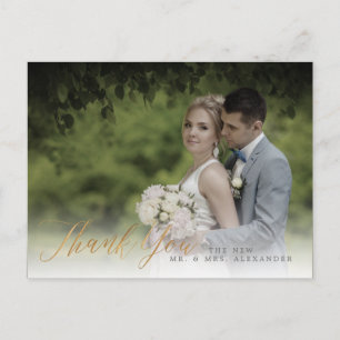 PixDezines Wedding Thank You/Faux Gold Calligraphy Postcard