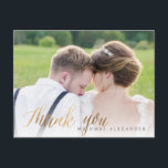PixDezines Wedding Thank You/Faux Gold Script Postcard<br><div class="desc">PixDezines wedding thank you postcards with faux gold fun modern script.  Customise it!  Copyright © 2008-2016 PixDezines.com™ and PixDezines™ on zazzle.com.  All rights reserved.</div>