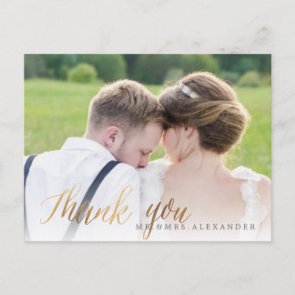 PixDezines Wedding Thank You/Faux Gold Script Postcard