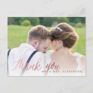 PixDezines Wedding Thank You/Faux Rose Gold Script Postcard