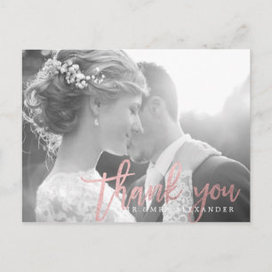 PixDezines Wedding Thank You/Rose Gold Script Postcard