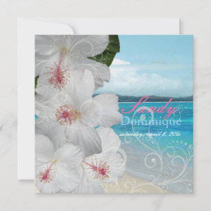 PixDezines White Hibiscus/beach/tropical wedding Invitation