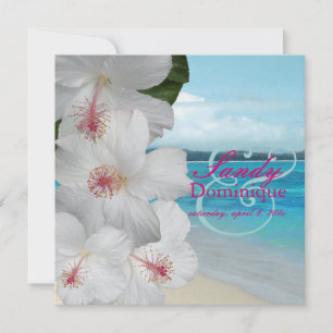 PixDezines White Hibiscus/beach/tropical wedding Invitation