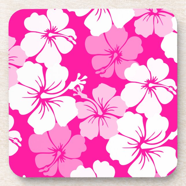 PixDezines white hibiscus/diy background Coaster (Front)