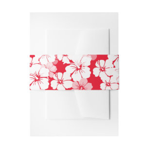 PixDezines white hibiscus/DIY background colour Invitation Belly Band