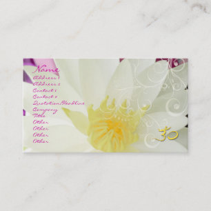 PixDezines white lotus/water lily + pearly swirls Business Card
