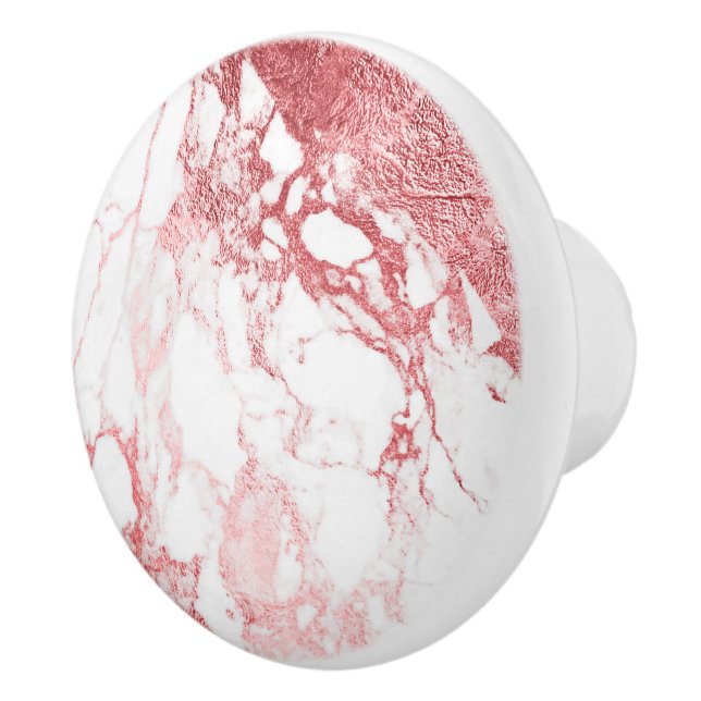 PIXDEZINES WHITE MARBLE+FAUX ROSE GOLD CERAMIC KNOB (Right)