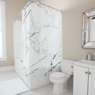 PixDezines WHITE MARBLE Shower Curtain