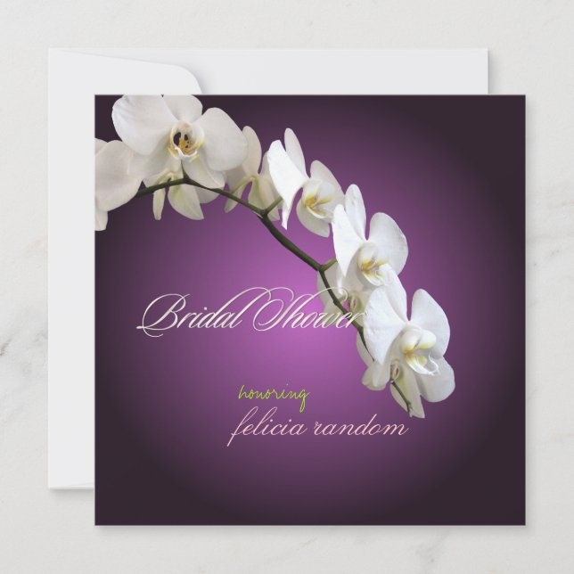 PixDezines WHITE ORCHID BRIDAL SHOWER/DIY COLOR Invitation (Front)