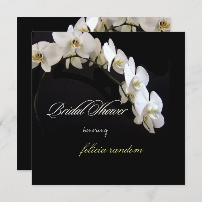 PixDezines White Orchids Bridal Shower Invitation (Front/Back)