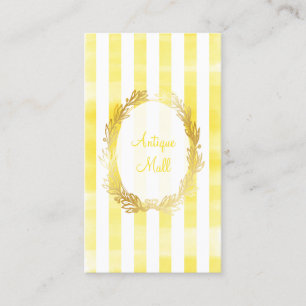PixDezines white stripes/citron digital watercolor Business Card