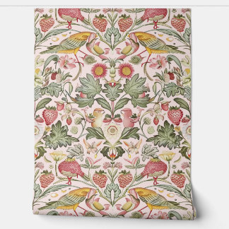 PixDezines William Morris Pink Strawberry Thief Wallpaper
