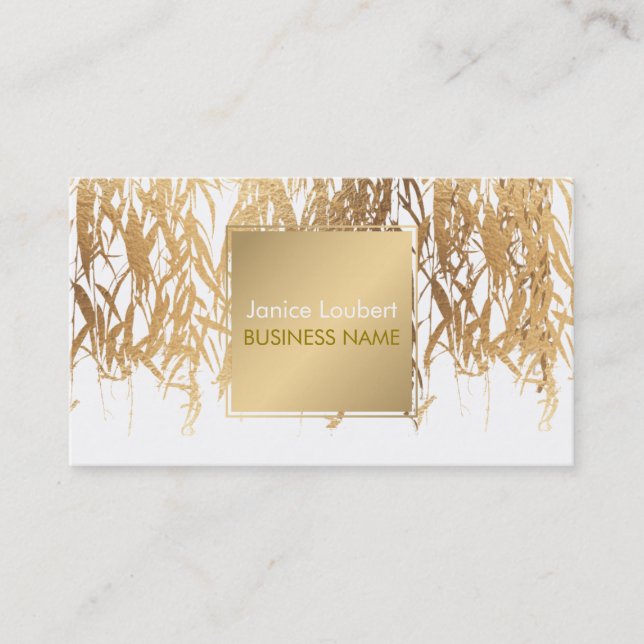 PixDezines Willow/Faux Gold Foil/DIY background Business Card (Front)