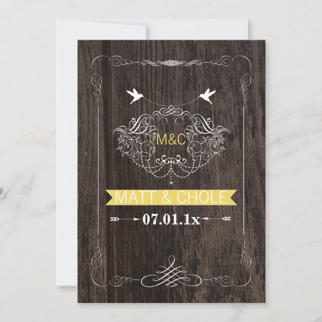 PixDezines wood panels/scrolls frame/hummingbirds Invitation (Front)