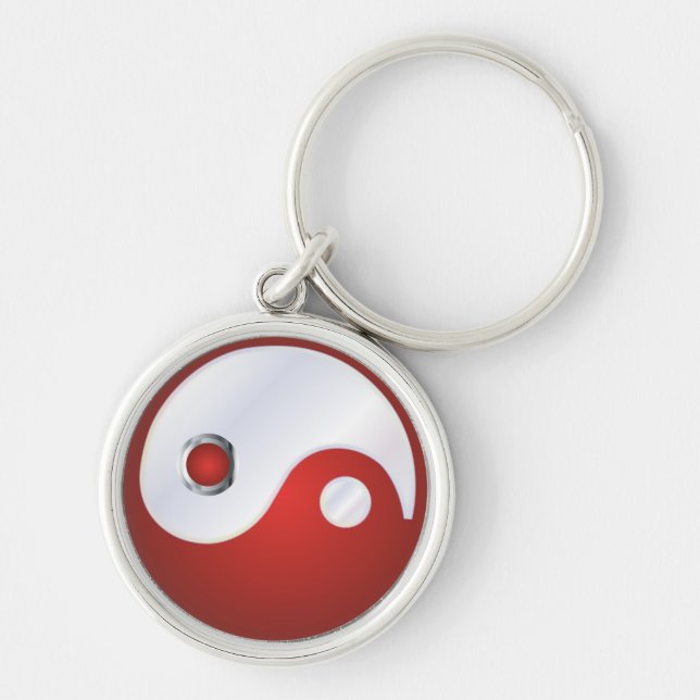 PixDezines yin yang/white+red Key Ring (Front)
