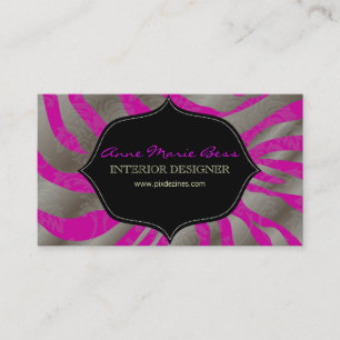 PixDezines Zebra+Damask/DIY background colour! Business Card