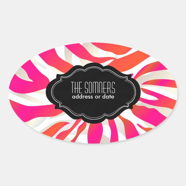 PixDezines Zebra / DIY colour Oval Sticker (Front)