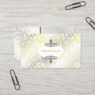 PixDezinves Vintage Roses Yellow+Grey Business Card