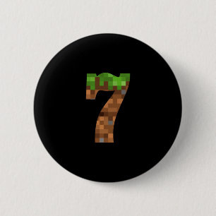 Pixel 7yr Birthday Number Seven 7 Year Old 7th Vid 6 Cm Round Badge