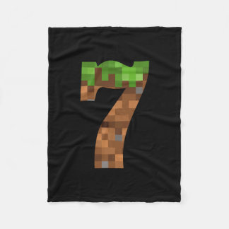 Pixel 7yr Birthday Number Seven 7 Year Old 7th Vid Fleece Blanket