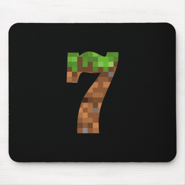 Pixel 7yr Birthday Number Seven 7 Year Old 7th Vid Mouse Pad (Front)