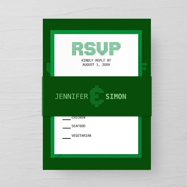 Pixel Ampersand Wedding Invitation Invitation Belly Band (Creator Uploaded)