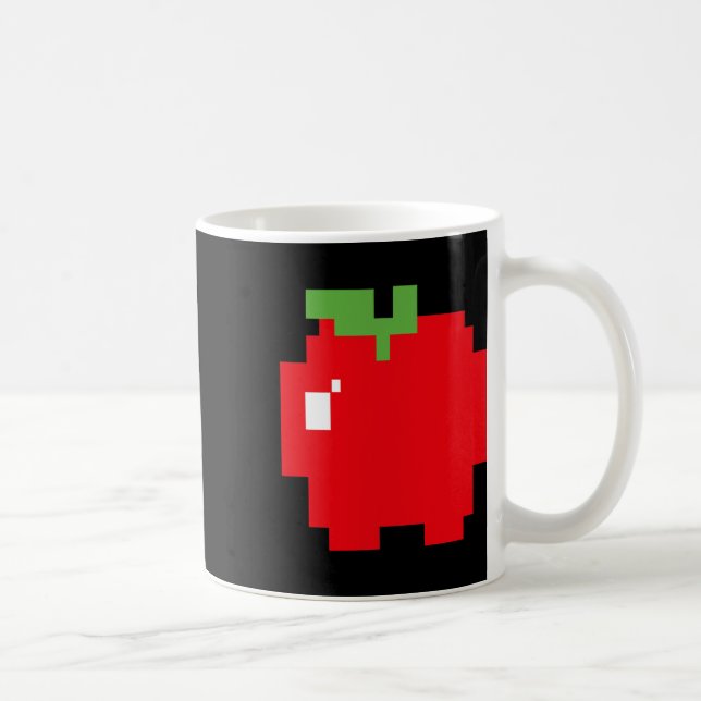 Pixel Apple 80s Retro Arcade Video Game Halloween  Coffee Mug (Right)