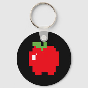 Pixel Apple 80s Retro Arcade Video Game Halloween  Key Ring