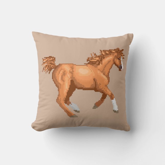 Pixel Arabian Horse Pillow (Front)