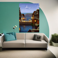 Pixel art, American town near the ocean | AI Art