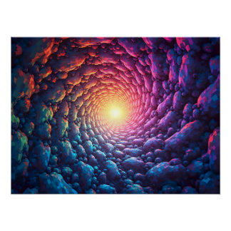 Pixel art as "light at the end of the tunnel" poster