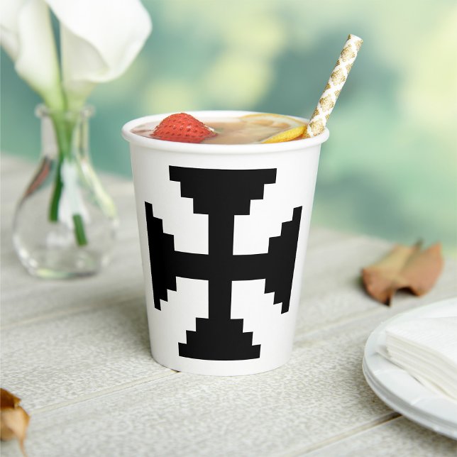 Pixel Art Black Cross Symbol  Paper Cups (Creator Uploaded)