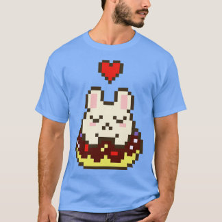 Pixel Art Bunny Loves Chocolate Covered Doughnut w T-Shirt