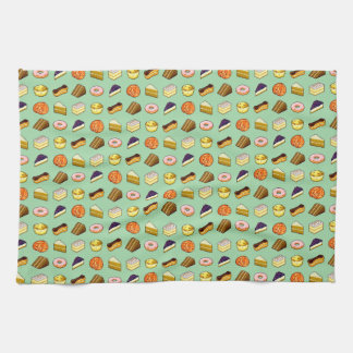 Pixel Art Cakes and Pastries Pattern Tea Towel
