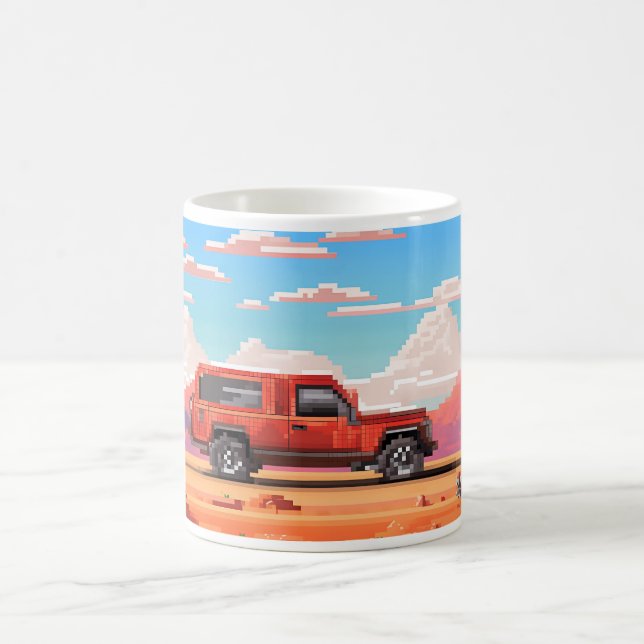  Pixel Art Car In The Desert Coffee Mug (Center)