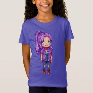 Pixel Art Character Purple Hair  T-Shirt