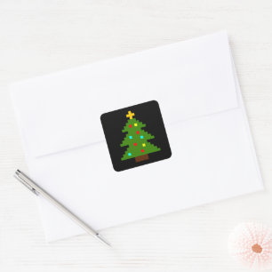 Pixel Art Christmas Tree Square Sticker