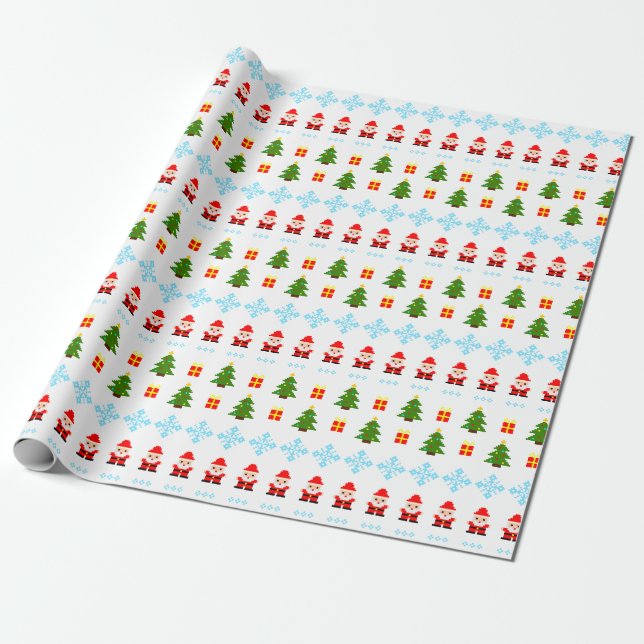 Pixel Art Christmas Wrapping Paper (Unrolled)