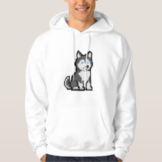  Pixel Art Curious Husky Hoodie
