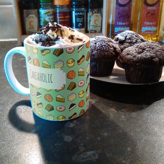 Pixel Art Delicious Cakes Pattiserie Pattern Coffee Mug (Creator Uploaded)