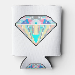 Pixel art diamond gem can cooler