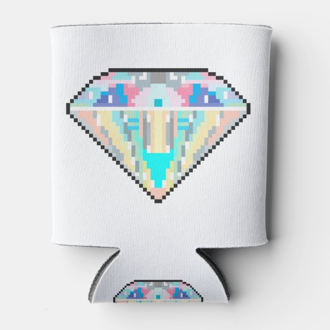 Pixel art diamond gem can cooler (Front)