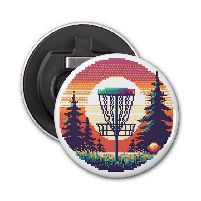 Pixel Art Disc Golf Course Bottle Opener (Front)