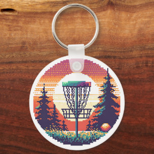 Pixel Art Disc Golf Course Key Ring
