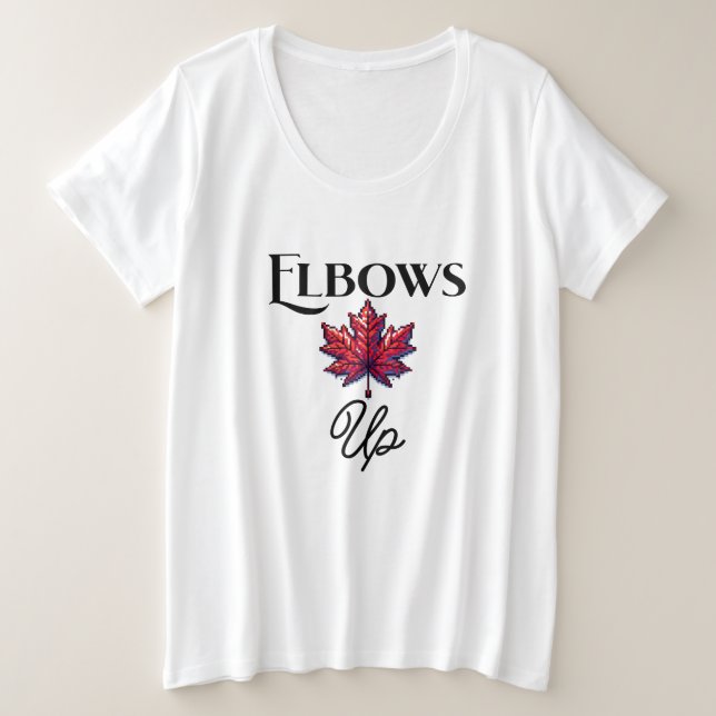 Pixel Art Elbows Up | Canada Support & Ally  Plus Size T-Shirt (Design Front)