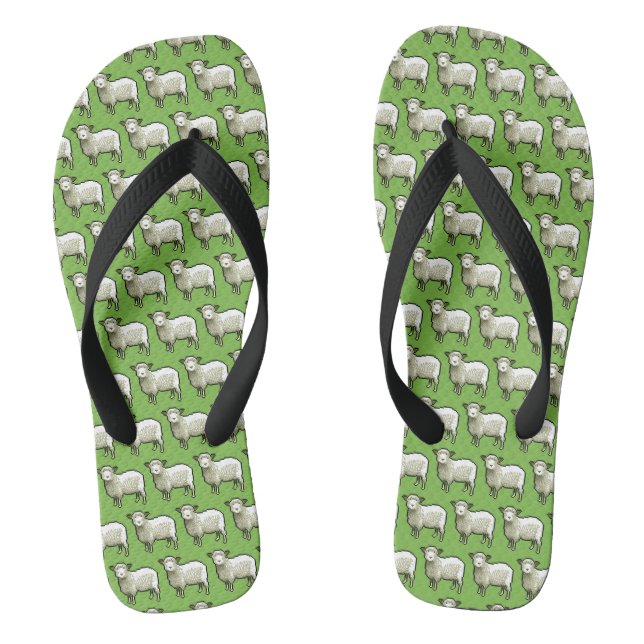 Pixel Art Flock of Sheep Pattern Jandals (Footbed)