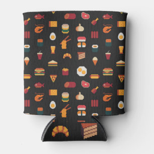 Pixel art food, seamless texture. can cooler