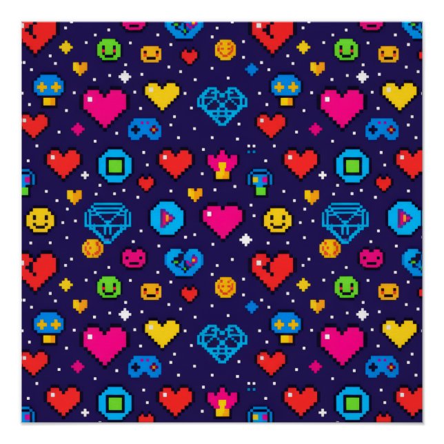 Pixel Art Gaming Aesthetic Room Décor Poster (Front)